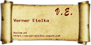 Verner Etelka névjegykártya